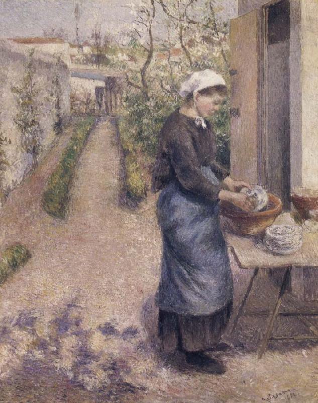 Camille Pissarro Woman washing dishes China oil painting art